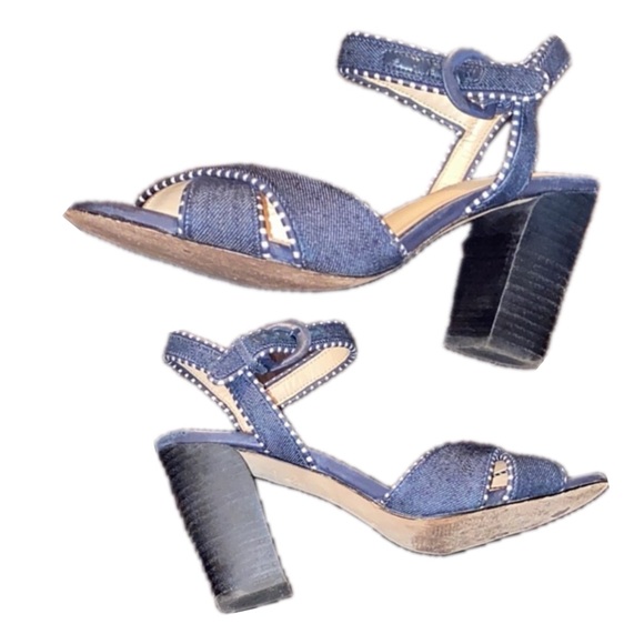 Antonio Melani 8M Denim Ankle Strap Block Heels - Picture 4 of 4